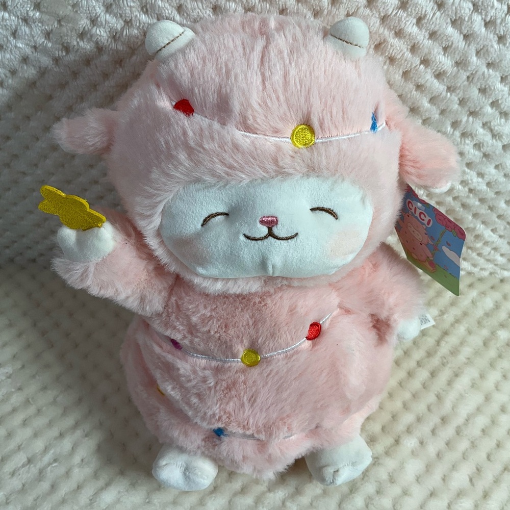 Miniso Pink Plush CICI Lamb Christmas Tree Costume Stuffed Animal Toy w Tags